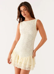 Manuka Ruffle Mini Dress - Yellow