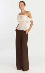 Milla Top - Georgette Asymmetric Draped Top in Cream