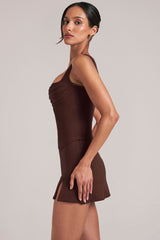 Square-Neck Top in Chocolate Brown