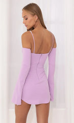 Crepe Rhinestone Dress in Purple