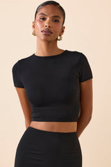 Cap Sleeve Crop Top in Black