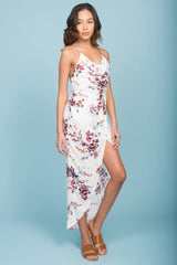 Varro Hi Low Floral Maxi Dress White