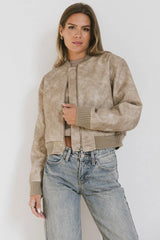 Clarissa Bomber Jacket In Tan - Final Sale