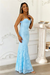 Chasing Midnight Lace Maxi Dress Blue