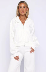 The Bride Boxy Zip Front Hoodie White