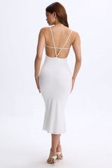 Modal Plunge Open-Back Midaxi Dress in Coconut
