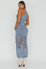 Tyanna One-Shoulder Knit Midi Dress Blue Multi