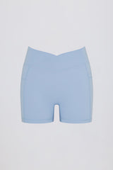 Soft Active Pocket V-Waist Mini Shorts in Sky
