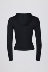 Soft Active Hooded Mid-Layer Jacket in Black