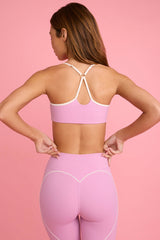 Soft Active Sweetheart-Neck Sports Bra in Dusty Pink