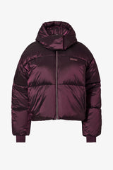 Waterproof Cropped Oversized Ski Jacket in Burgundy