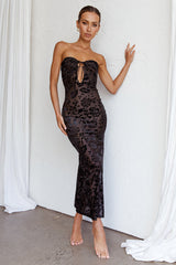 Sing To Me Keyhole Bodice Midi Dress Black