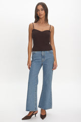 Prudence Ribbed Knit Cami Top Chocolate