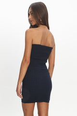 Taoni Strapless Knit Mini Dress Navy