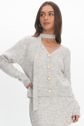 She's Good Button-Up Knit Top Grey