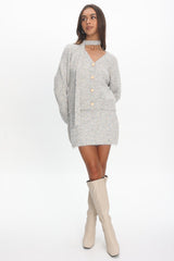 She's Good Button-Up Knit Top Grey