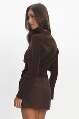 Zyah Turtleneck Knit Sweater Chocolate
