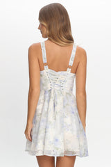 Miss Hollywood Lace-Up Back Mini Dress Ivory