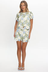 Heatwave Embroidered Top Floral Green