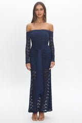 Luli Off-Shoulder Sash Maxi Dress Navy