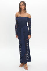 Luli Off-Shoulder Sash Maxi Dress Navy
