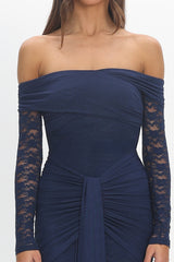 Luli Off-Shoulder Sash Maxi Dress Navy
