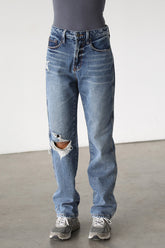 DOGMA High Rise Straight Leg Denim Jeans Dark Wash