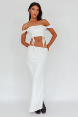Headliner Drawstring Ruched Crop Top White