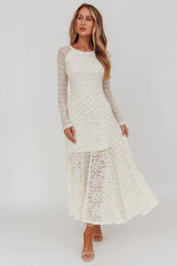 Tarly Long Sleeve Lace Maxi Dress Cream