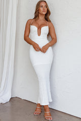 Nouveau U-Neckline Midi Dress White