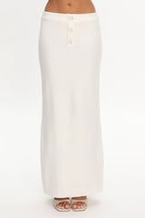 Autumn Breeze Knit Maxi Skirt Off White