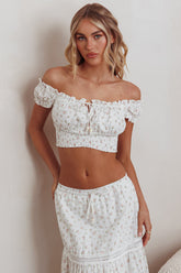 Canyon Cove Puff Sleeve Crop Top Floral Pink