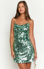 Come And Get It Aqua Sequin Party Mini Dress