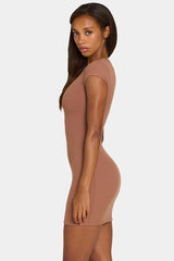 ButterCloud™ Cap Sleeve Mini Dress in Cocoa