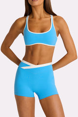 Soft Active Wrap Waist Shorts in Electric Blue