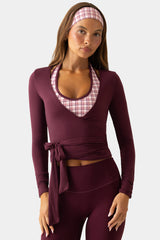 Soft Jersey Wrap Top in Plum