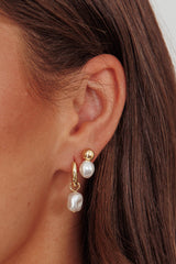 Isadore Hoop And Stud Earrings Set Gold Pearl