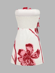 3D Floral Strapless Mini Dress