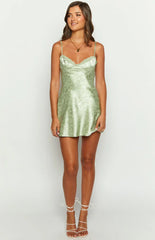 Noeline Olive Satin Mini Dress