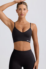 Define Luxe V-Neck Sports Bra in Black