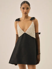 Pearly Bow Mini Dress
