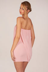 Bandeau Draped Mini Dress in Blush Pink