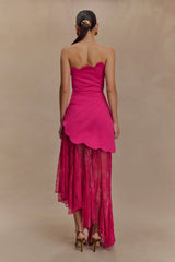 Aleena Satin And Lace Maxi Dress - Dragonfruit