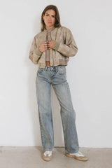 Clarissa Bomber Jacket In Tan - Final Sale
