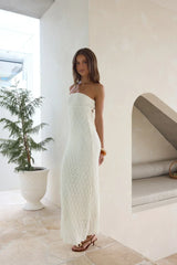 Goddess Blessings Strapless Maxi Dress Cream