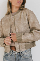 Clarissa Bomber Jacket In Tan - Final Sale