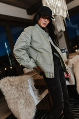 Madilyn Bomber Jacket In Sage - Final Sale