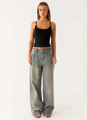 Keanna Low Rise Denim Jeans - Dirty Wash