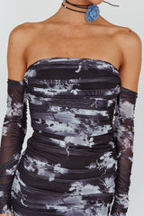 Cece Off-Shoulder Midi Dress Floral Black