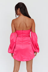 Lilly Off-Shoulder Bow Mini Dress Pink